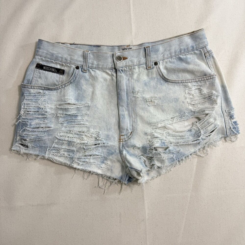Moschino Jeans Distressed Denim Shorts Women’s Size 38 IT Light Wash